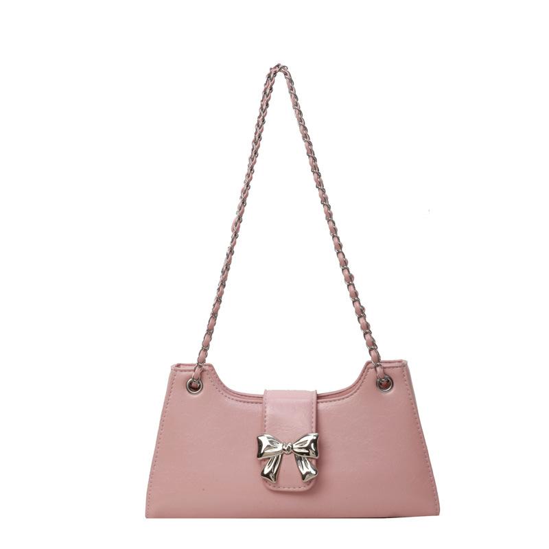 Underarm Bag for Women  New Luxury Texture Bow Square Bags Temperament Versatile Chain One Shoulder Bag Korean Popular