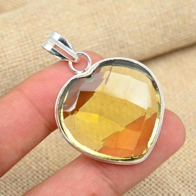 Citrine Gemstone 925 Sterling Silver Handmade Jewelry Heart Shape Pendant