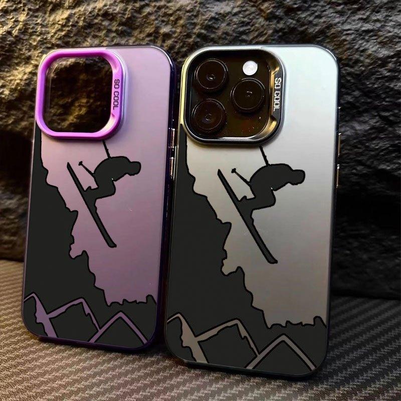 Skiing Silhouette Pattern Design Is Suitable For Iphone 17 16 Pro 14 13 12 11 Pro Max 15 Plus 16e 17Air Silicone Hard Back Cover