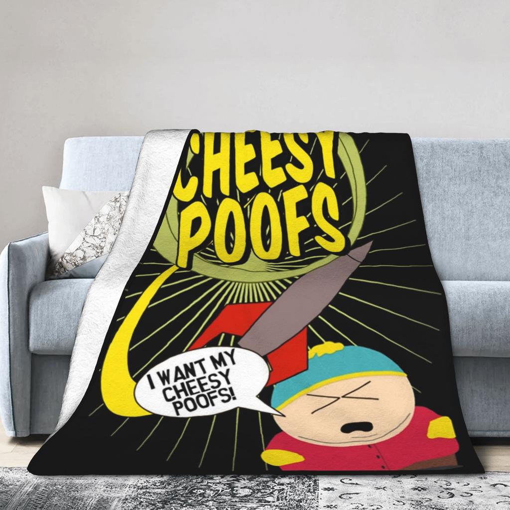 Super Soft Southpark Cheesy Poofs Throw Blanket Premium Flannel Fleece Lightweight Bed Blanket Warm Plush Blankets All Season