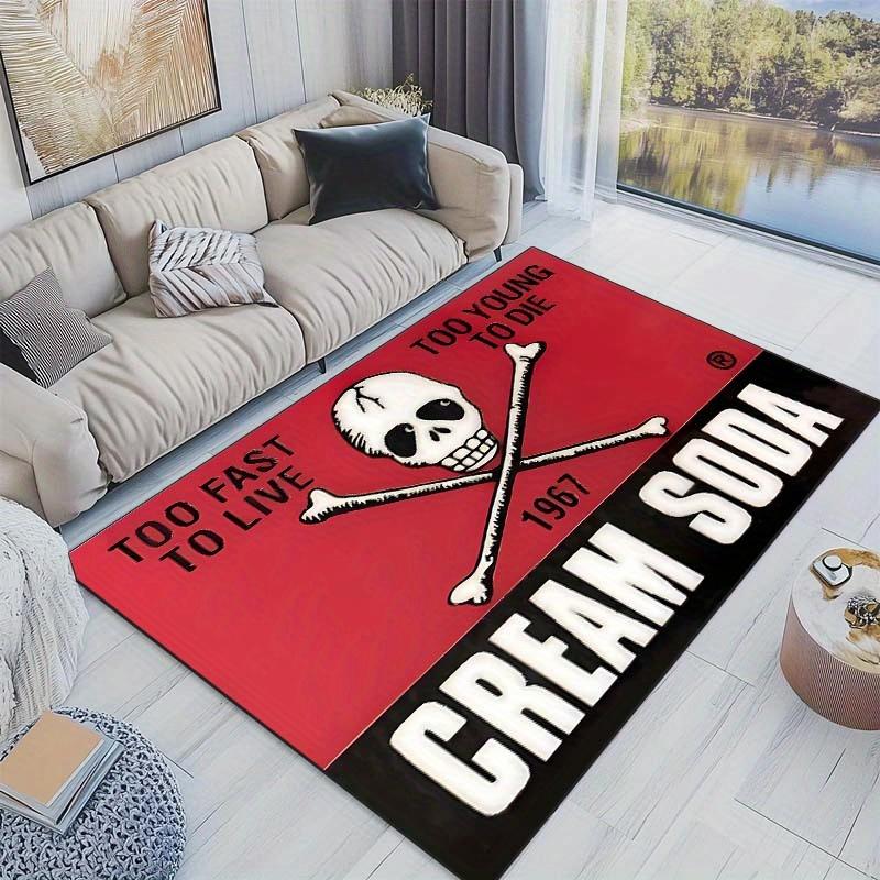 A Cream Soda Red-patterned Office Rug - Durable Polyester Fabric,Ideal for Use Under Desks,Chairs,and for Home Decor,Holiday Gifts,Office Ch