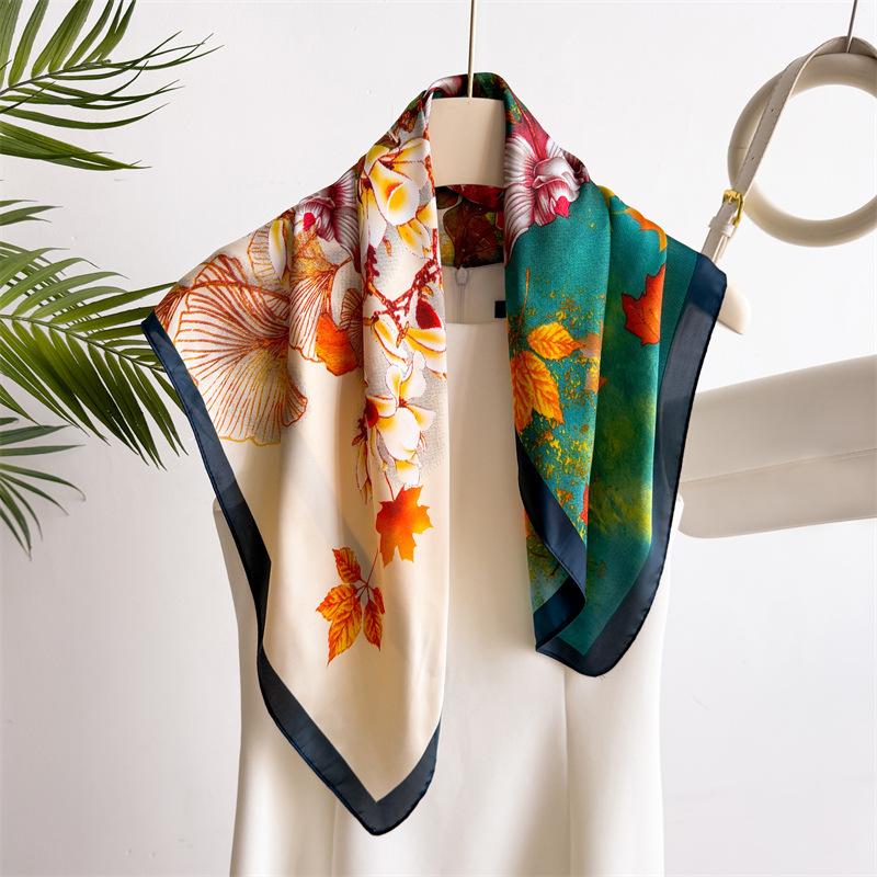 

Пасторальный Цветочный Квадратный Шарф Шарфы Женский Шейный Повязка для Волос Бандана Хиджаб Платок Головной Убор Гладкая Бандана Женский Фуляр 70x70CM