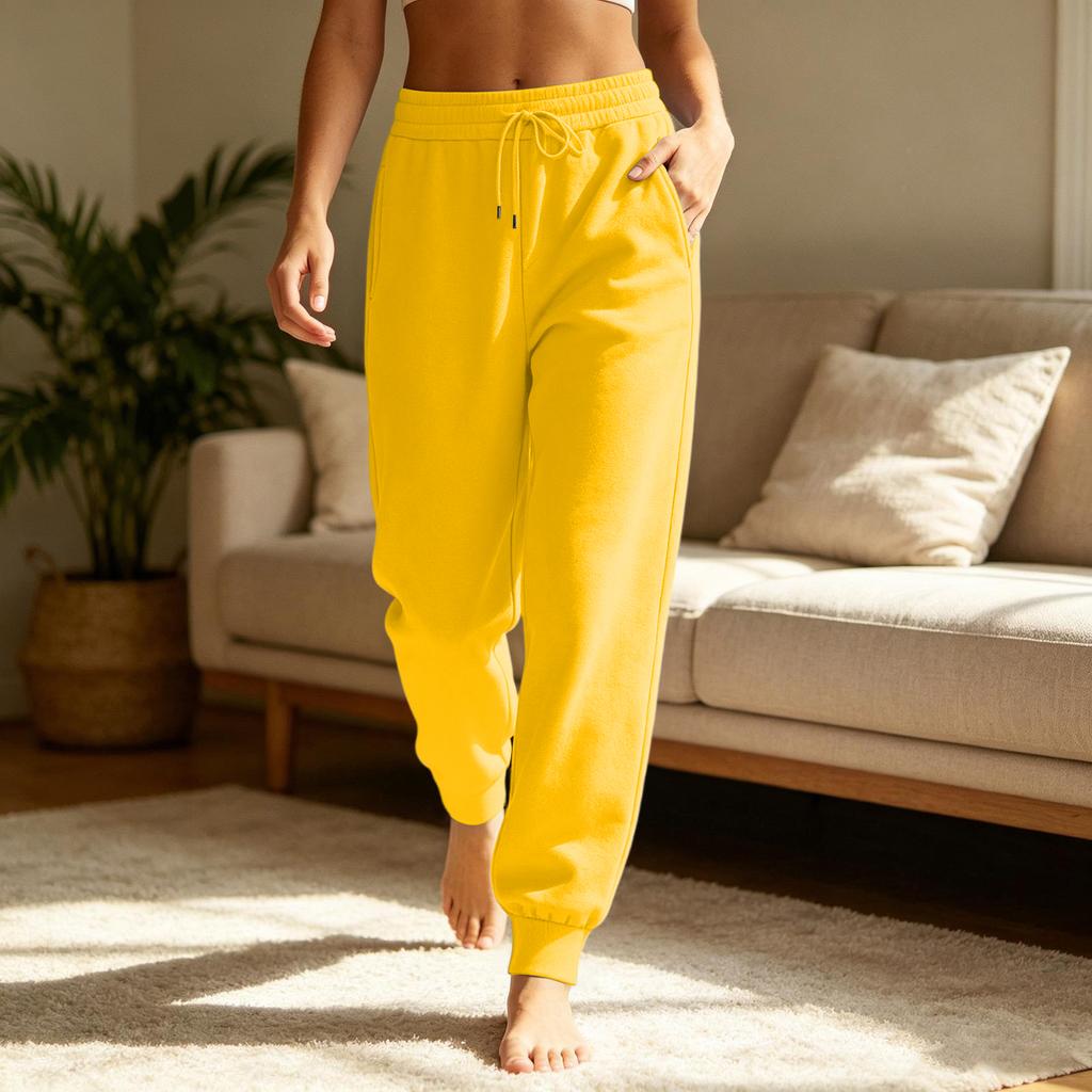 Women's Casual Color Drawstring Sweatpants with Pockets for Everyday Wear