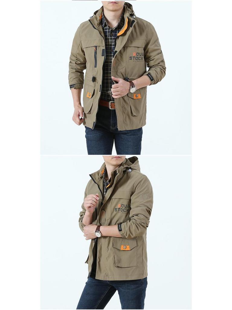 Giacca con Cappuccio Casual da Uomo a Lunghezza Media per Esterno, Taglie Forti, per Primavera e Autunno 2026.