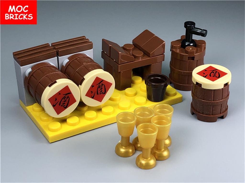 Non-Toxic Moc Bricks Office Furniture Tea Culture Desk Table Beverages Wine Educational Building Blocks City Model Children'S Toys Gifts