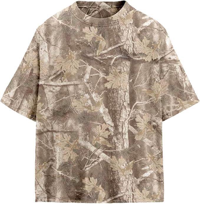Summer Men's Fashion Trend Slim Fit Casual Branch Camouflage 3D Digital Printing Short-sleeved T-shirt Top