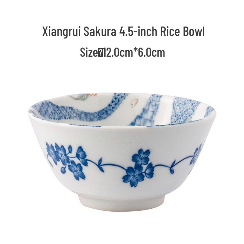 Japanese Mino Ware Ceramic Tableware Set: Creative Underglaze Fruit Plate, Noodle Bowl, and Rice Dish.