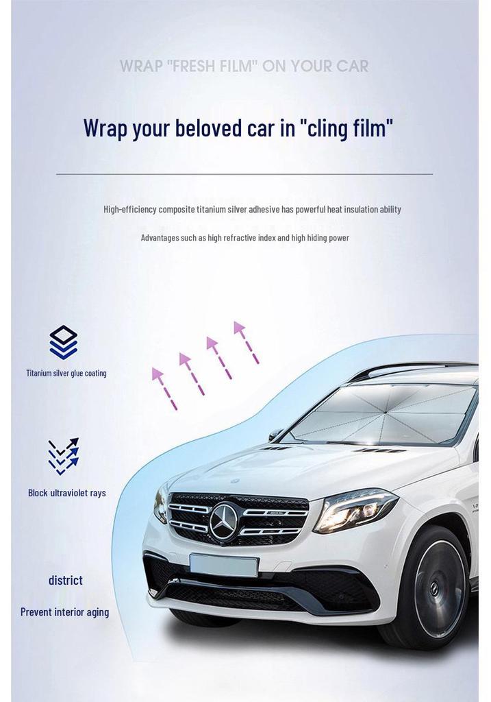 Titanium Silver Folding Car Sunshade - UV and Heat Protection for Windshield