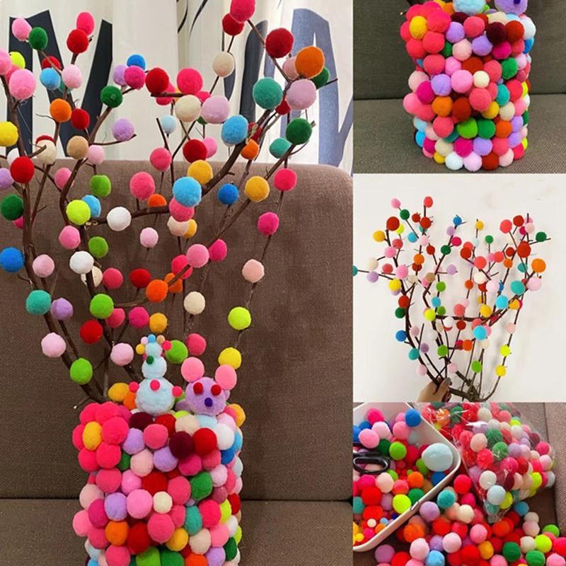 300PCS/Set Random Mixed Color Soft Pompom Ball 8mm-30mm Various Size Available Fluffy Ball DIY Handcraft Decorative Material ZYF