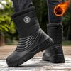 Autumn And Winter Outdoor Men'S Snow Boots Waterproof Non-Slip Warm Cotton Shoes Large Size Fleece-Lined Thickened Hiking Boots Snow Boots