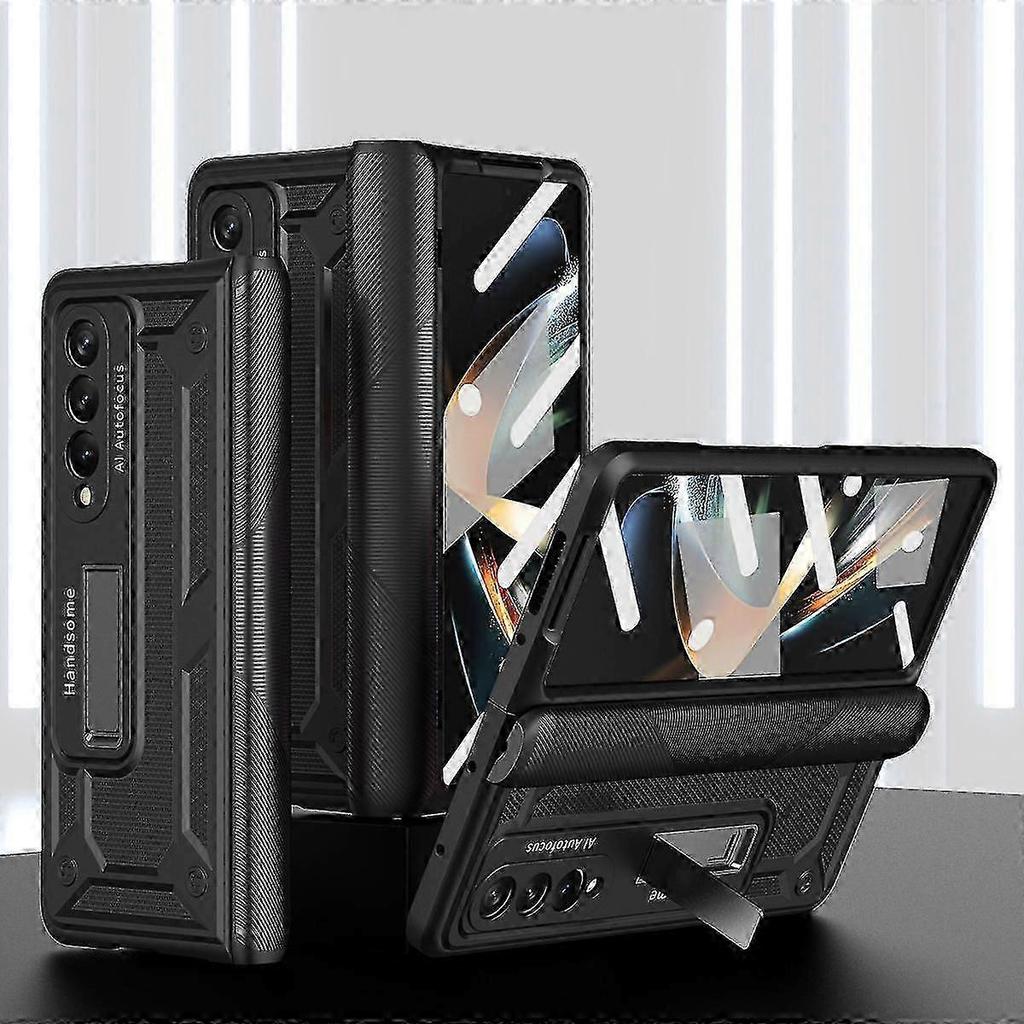 Galaxy Z Fold 5 Case, Heavy Duty Hinge Protection Case For Samsung Galaxy Z Fold 5 With Kickstand & Screen Protector - W
