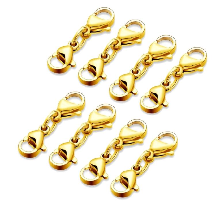 8Pcs Lobster Clasp Necklace Extension Clasp Chain Extender Double Claw Connector