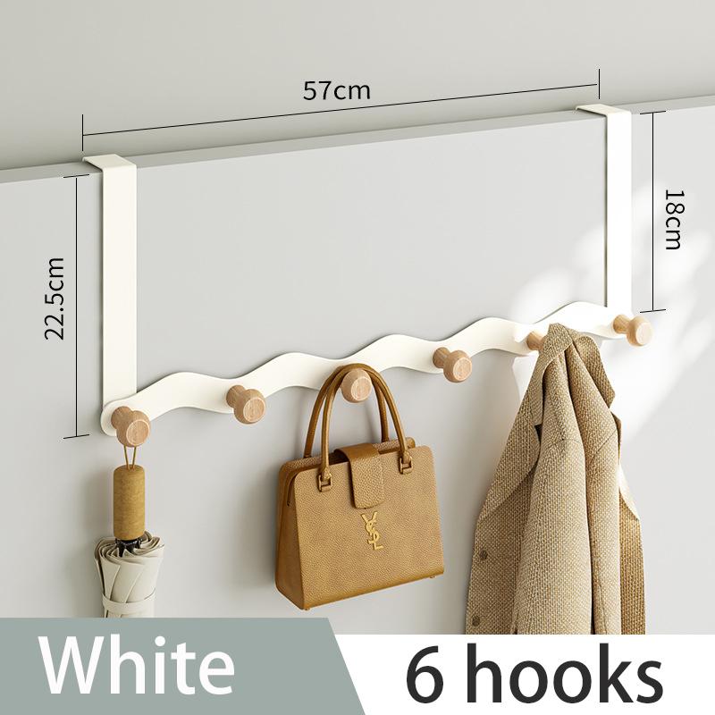 Wave Shape Hook Behind The Door No Punching Required Iron Raw Wood Hanging Clothes Hook Bedroom Wall Storage Clothes Hanger