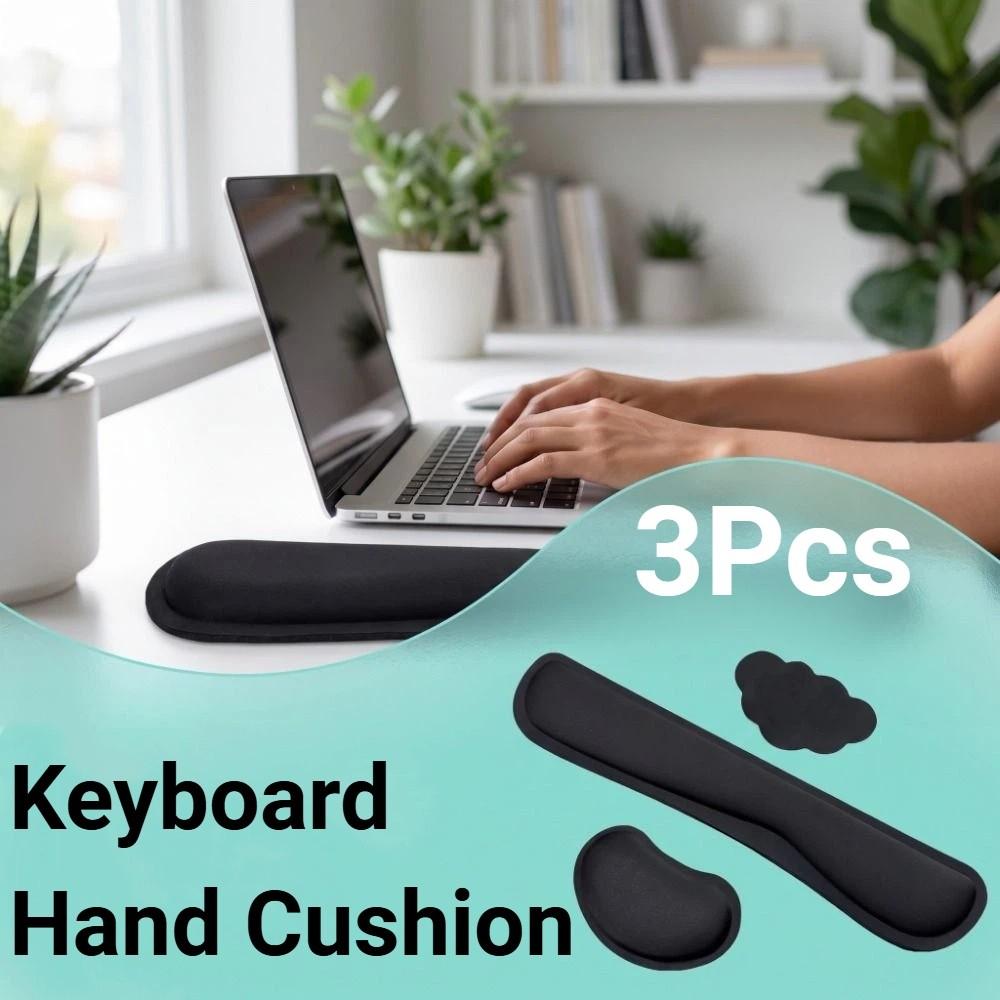 3Pcs Soft Mouse Wrist Support Pad Non-Slip Base Wristband Mouse Mat Computer Use