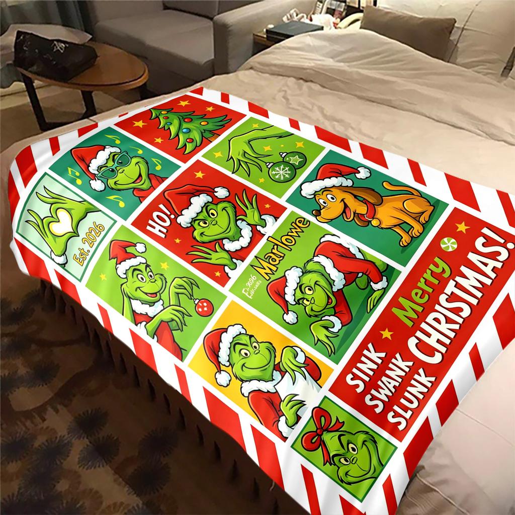 Christmas Gift Comedy Movie How the Grinch Stole Christmas blanket home warming, four season bed decoration sofa cover flannel throwing blanket K18
