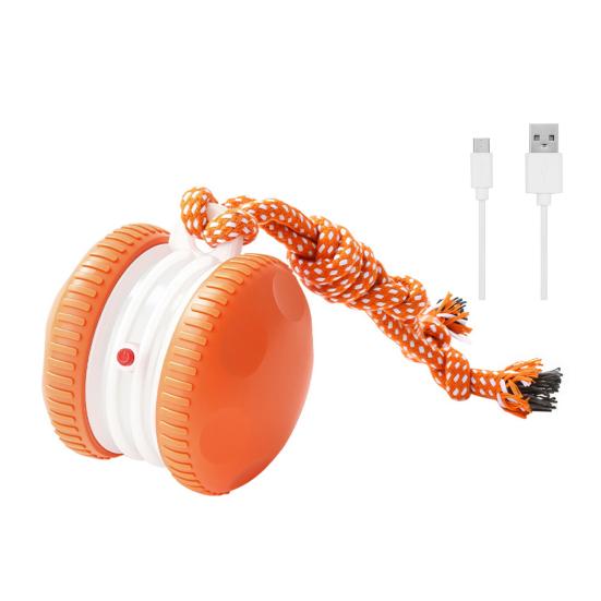 Turlająca się zabawka dla psa 2 ustawienia prędkości Automatycznie turlająca się zabawka dla zwierząt domowych Elektryczna interaktywna zabawka dla psa Piłka ze sznurkiem dla małych średnich psów kotów Zabawa Ulga w nudzie