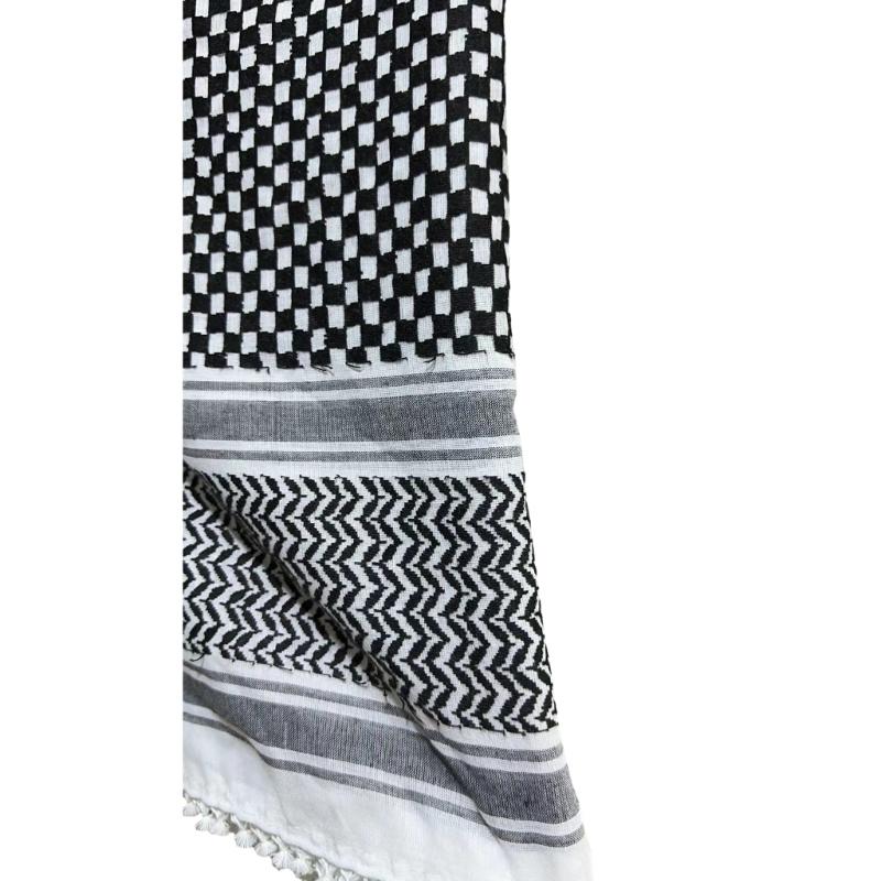 

Palestine Man Scarf with Checkered Pattern Pray Turban for Men Windproof Scarf