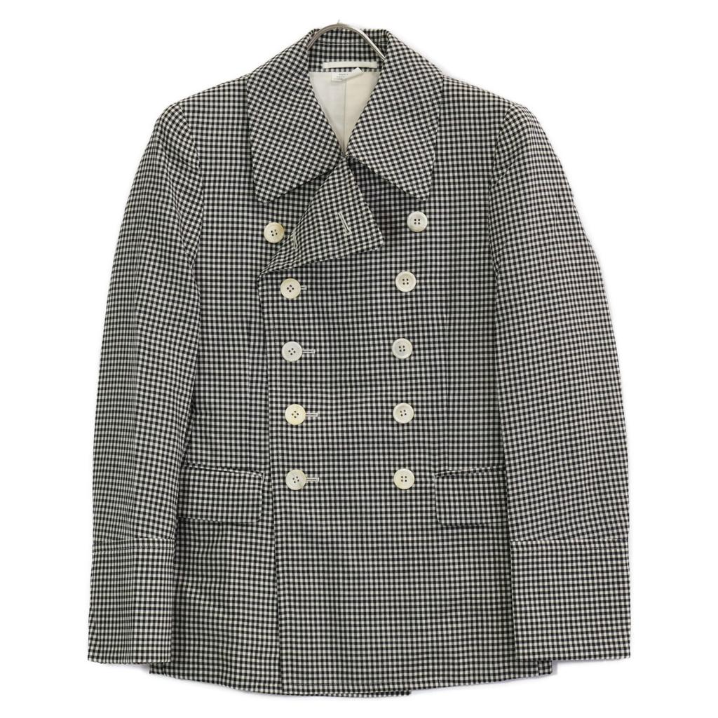 COMMEdesGARCONS HOMME PLUS PI-J045 Black x White Gold Check P Coat coat XS Black WhiteUsed