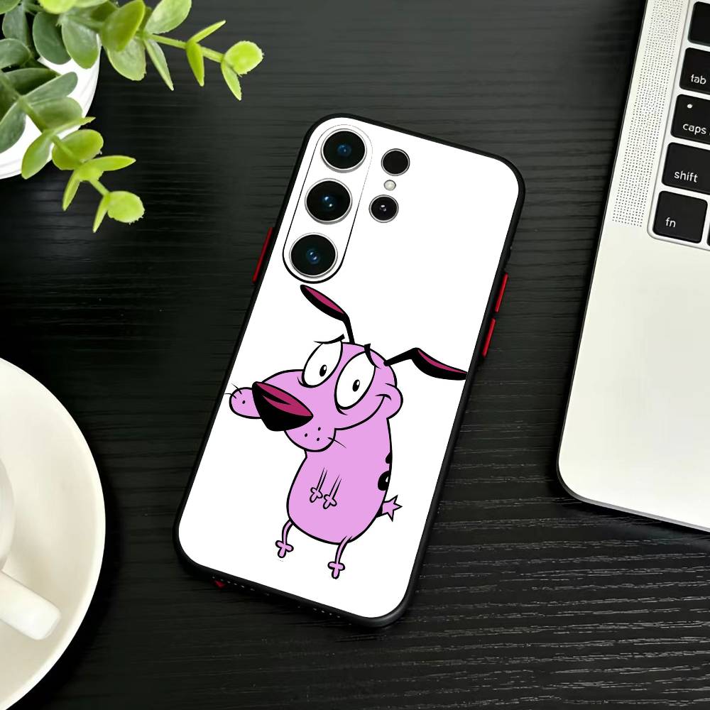 Courages Cowardly Dog Phone Case For Samsung S26,S25,S24,S23,S22,S21,S20,Ultra,Plus,FE Black Soft Cover