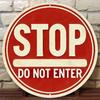 Vintage Metal Sign Stop Do Not Enter Warning Classic Red Poster Wall Art for Bar Beach House Safety and Decorative