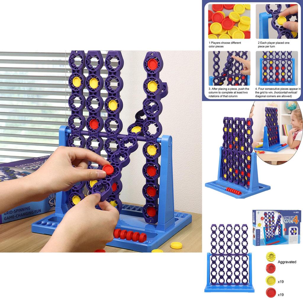Interactive Plastic Desktop Game With Rotating Four-in-a-row Indoor Fun For Kids And Families Shantou China