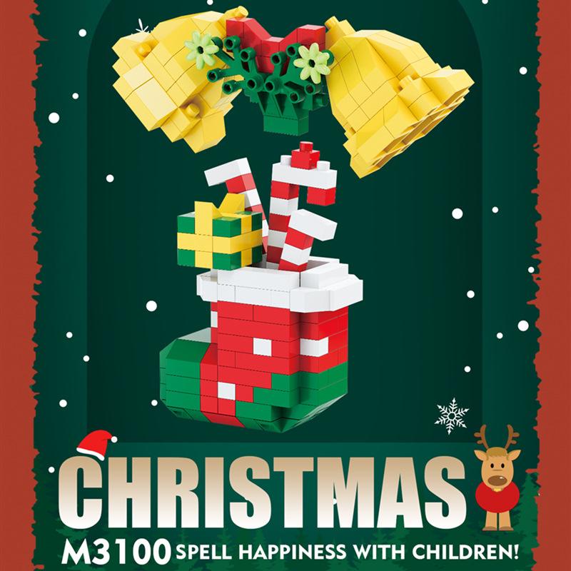 Christmas Village House Moc Building Blocks Toys for Children 8 To 12 Years Old  Mini Blocks Construction Set Santa Claus Bricks