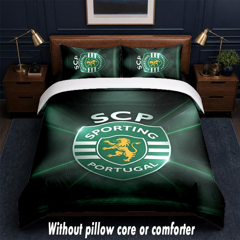 Sporting CP FC Design Bed Bedding Set 1 Duvet Cover + 2 Pillowcases Soft Breathable Household Bed Linens