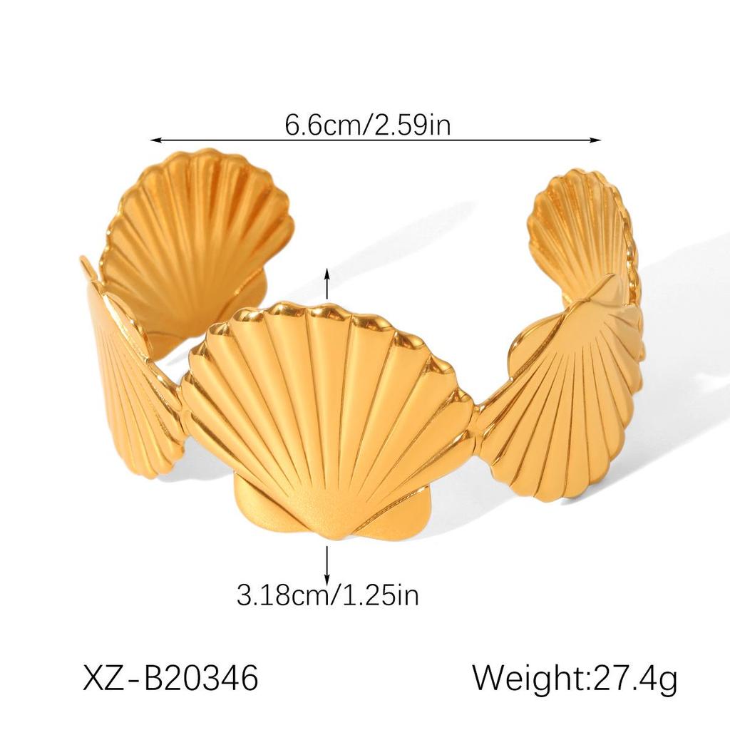 18K Gold Plated Ocean Style Shell & Titanium Steel Women's Bracelet - Non-Fading