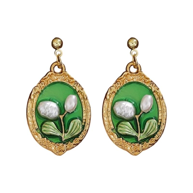 

Playful Flower Ear Studs Flower Earings Oil Painting Stylish Ear Piercings Suitable for Youthful Women Casual Outfits