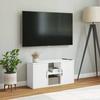 VidaXL TV Cabinet ODDA White 79x24x40.5 Cm Solid Pine Wood, TV Stand, TV Buffet, Multimedia Cabinet, TV Bench, Hi-fi Cabinet, 4103604