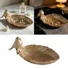 Jewelry Organizers Tray, Resin Leaf Shape with Standing Bird Catchall Trinket Dish for Rings Earrings and Necklaces, Decors Accent for Vanity and