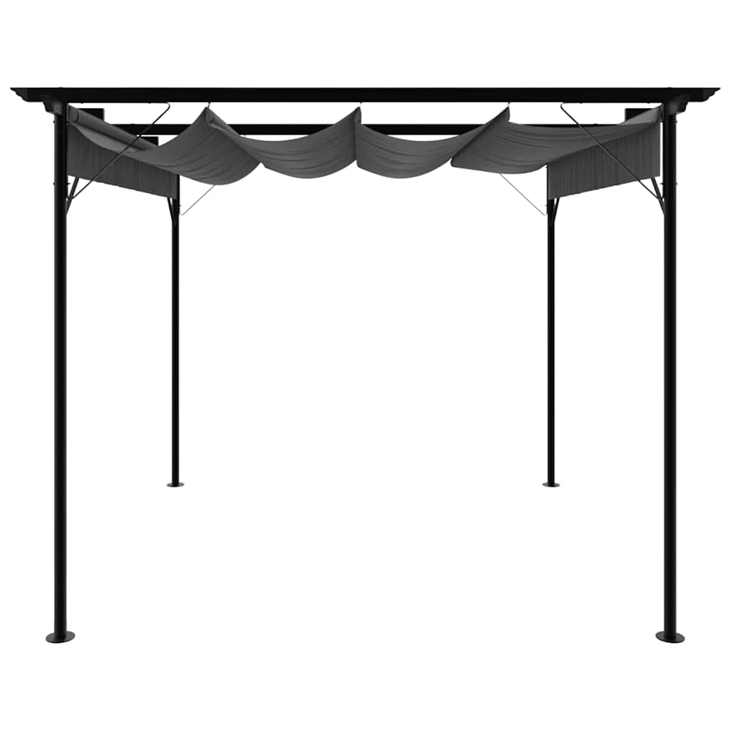 Pergola with Retractable Roof Anthracite Grey 3x3 M Steel Frame 180 G M²