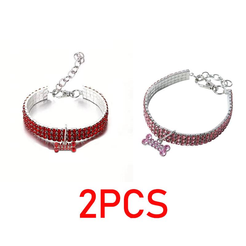 Collier pour chiot pour chiens Collier Bijoux Strass Chihuahua Bijoux Cristal Réglable Texte Gravé Collier pour chien GXQ08