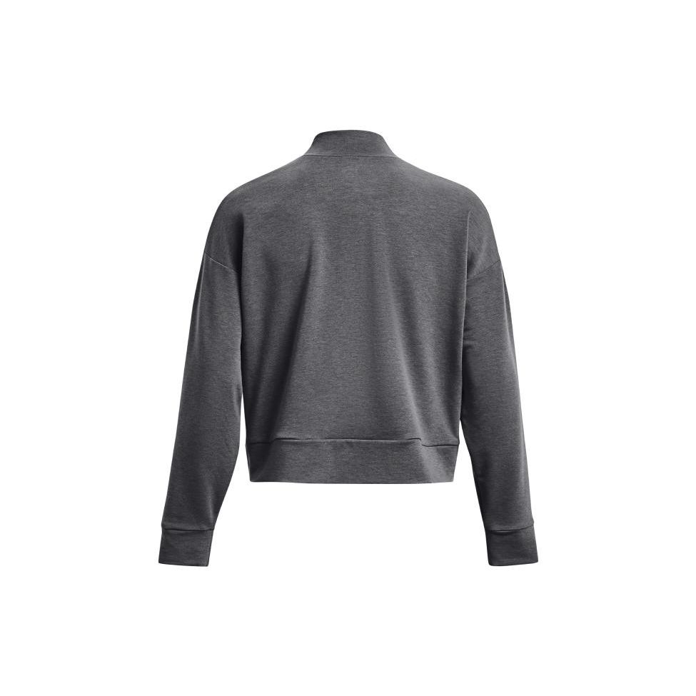 Under Armour Solid Color Cotton Knit Stand Collar Training Sports Hoodie Women Hoodies Gray 1379496-010