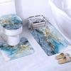 4-Pack Marble Shower Curtain, 3D Fabric Bathroom Curtain With Hooks, Flannel Toilet Seat, Non-Slip Rug