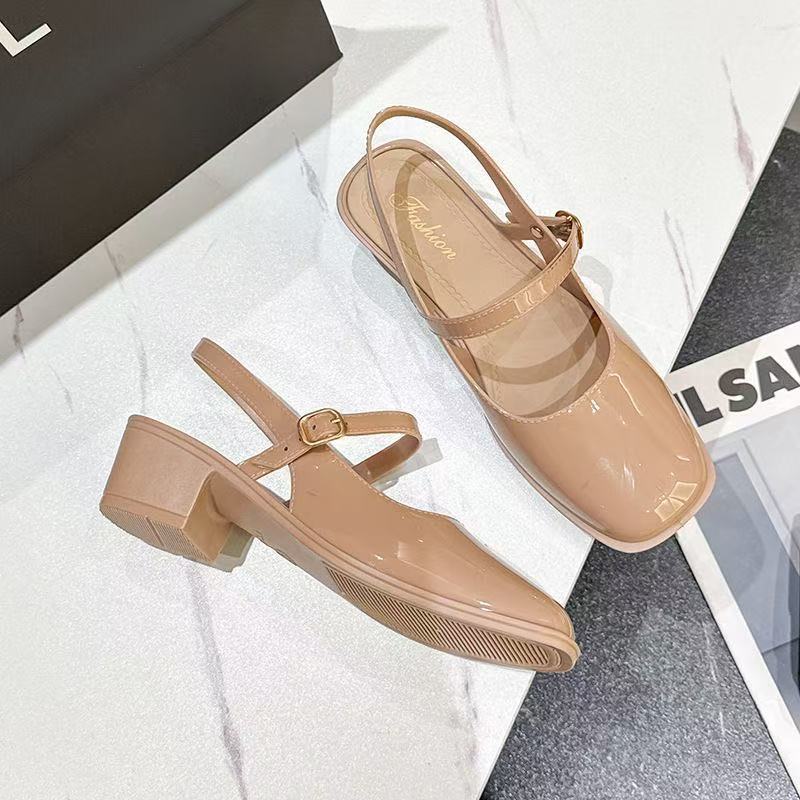Versatile Mary Jane sandals women's new single shoes high heels shallow mouth spring and summer bag head retro women's sandals