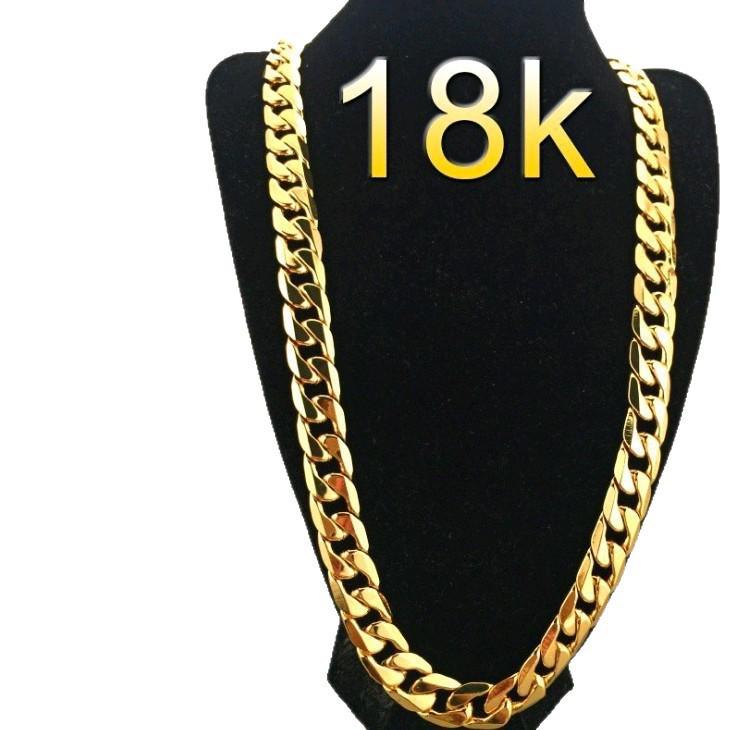 18 Karat Gold Herren Kreuz Halskette - Europäisch Amerikanische Mode, 6MM