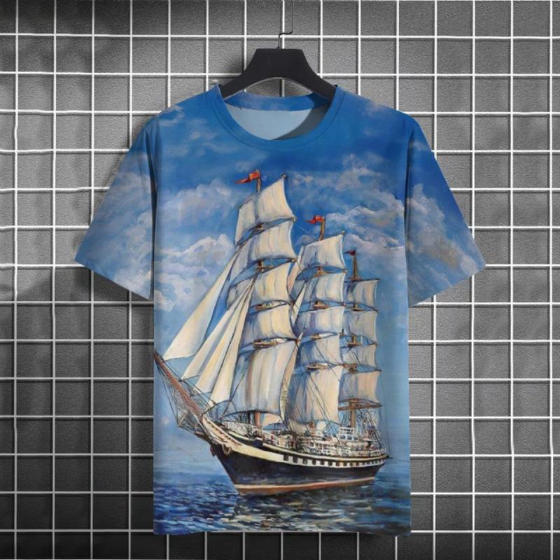 Sommer Matrose Ozean 3D-Druck T-Shirts Streetwear Herrenmode Lässig Übergroß O-Ausschnitt Kurzarm T-Shirt Tees Tops Kleidung