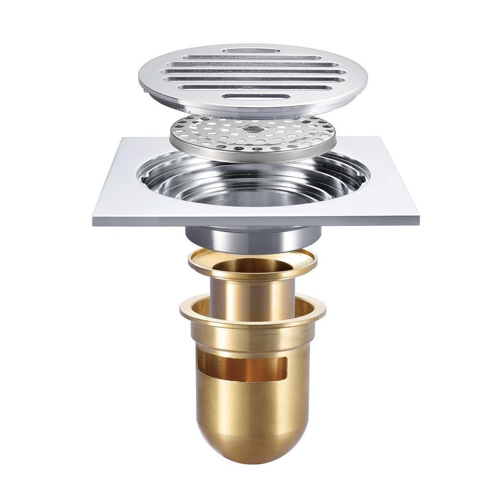 HIDEEP Bathroom Accessories 5 Inch Brass Chrome Odor-resistant Floor Drain