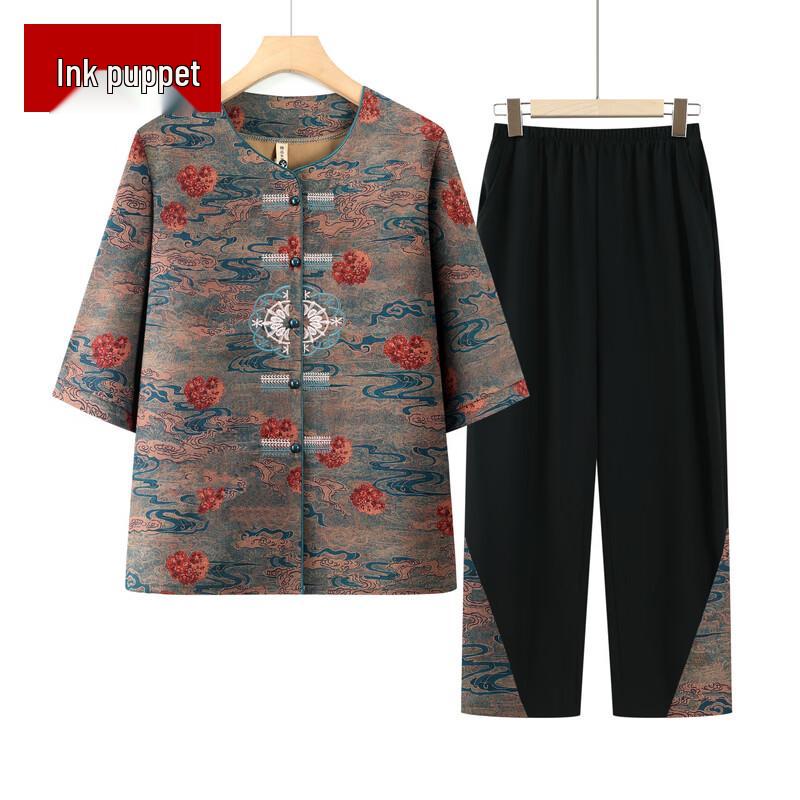 Элегантный женский комплект из двух предметов в новом китайском стиле 5XL