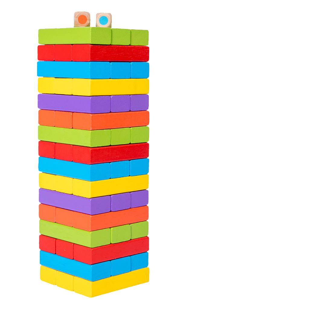 48 PCS Children's Educational Toys Early Childhood Wooden Rubber Wood Stacking Leisure Desktop Parent Child Digital Stacking Building