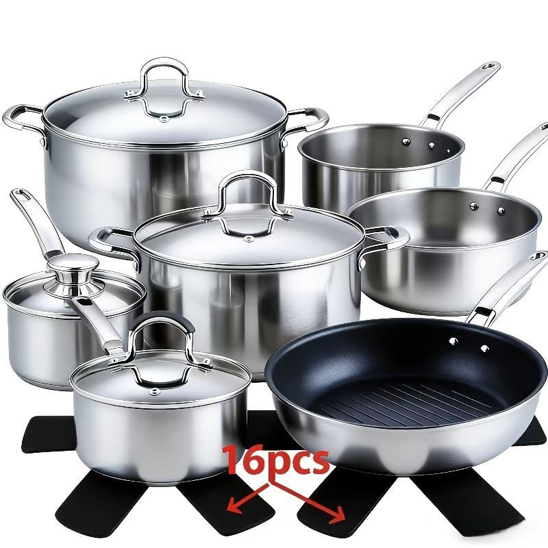 16pcs Non-Stick Felt Pot Pad Set Scratch-Resistant Heat-Resistant Multi-Layer Kitchen Utensil Protectors Space-Saving