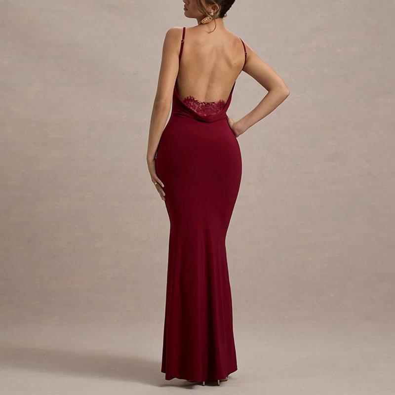 Spot pure desire sexy suspenders show figure halter slim fit European and American buttocks fishtail skirt long dress