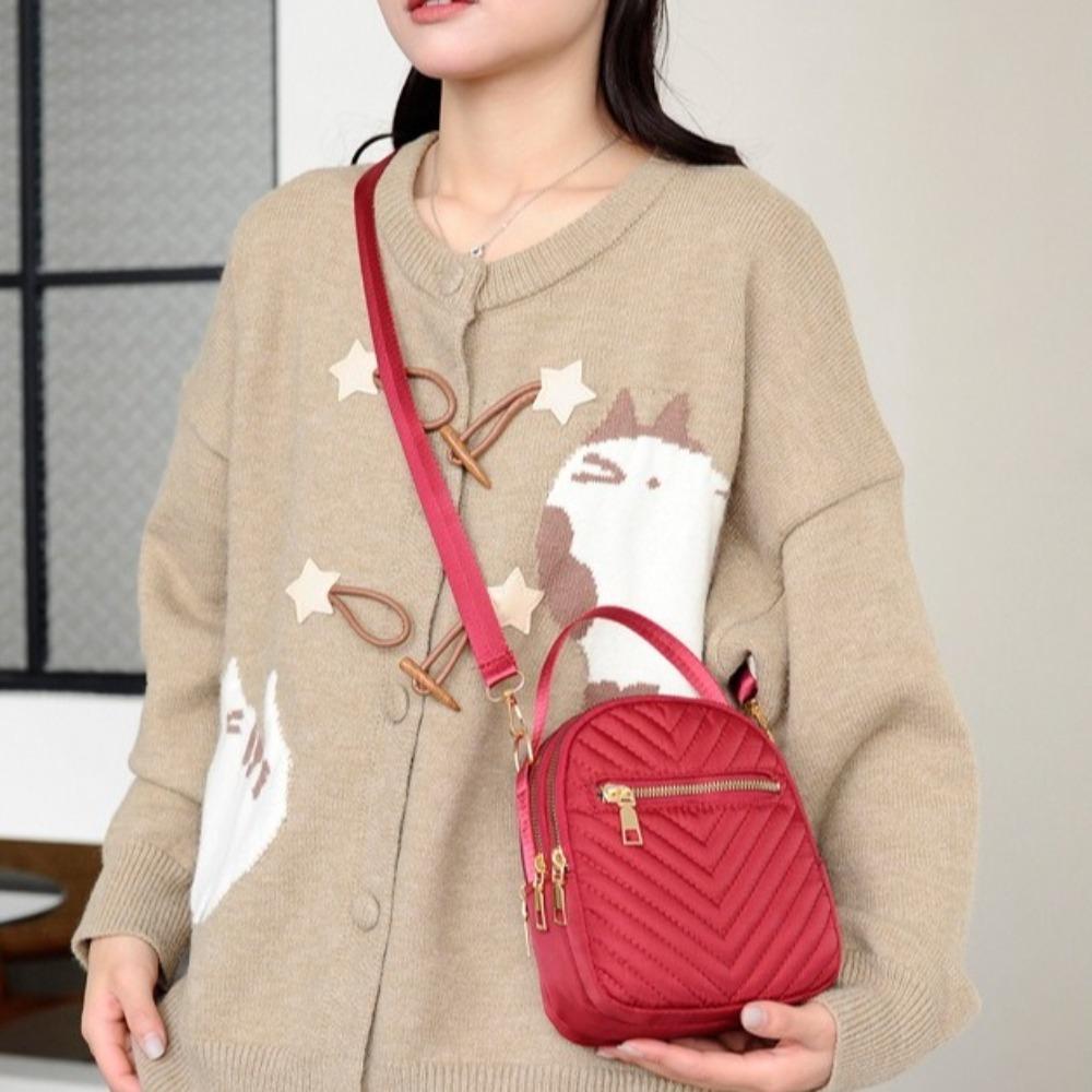 Oxford Shoulder Bag Solid Color Small Phone Bag Casual Zipper Crossbody Bag Storage Bag