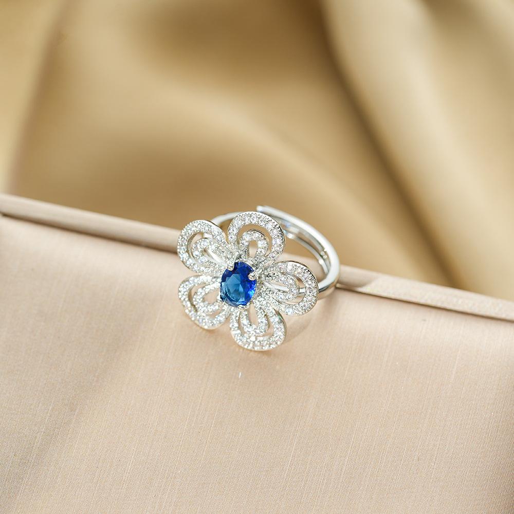 

Легкое роскошное ожерелье с имитацией сапфира в виде цветка ириса, вакуумные серьги, универсальный модный комплект