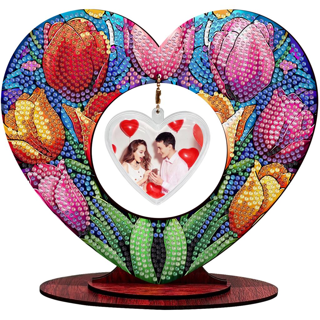 2D Flatt DIY Wooden Diamond Painting Tabletop Ornaments Kit Diamond Art Tabletop Painting Kit for Adults Home Office Table Decor