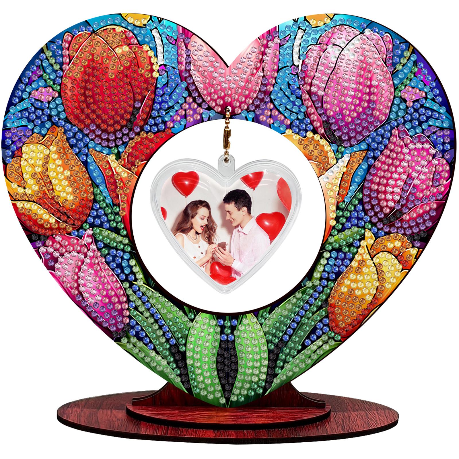 

2D/Flat DIY Wooden Diamond Painting Tabletop Ornaments Kit Diamond Art Tabletop Painting Kit for Adults Home Office Table Decor тюльпан