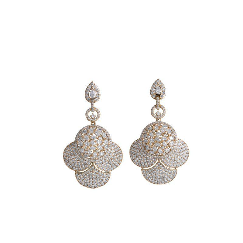 Elegant European-Style S925 Sterling Silver Floral Dangle Earrings with Zircon Inlay