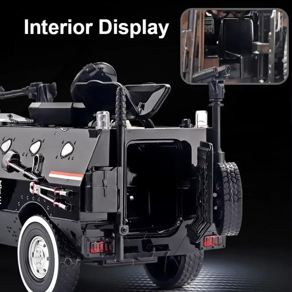 2024 New 1:24 Alloy Armored Car Truck Model Diecasts Off-road Vehicles Model Metal Police Explosion Proof Car Model Sound Light Kids Gift