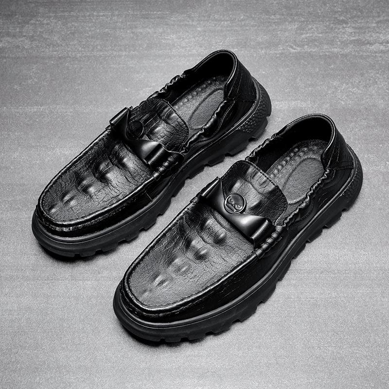 

Новые повседневные кожаные туфли мужские на платформе с внутренней высотой, увеличивающей одну педаль, модные туфли Doudou E02-A 44 чёрный